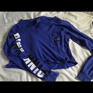 Victoria Secret Pink Long Sleeve Pocket Crop Top